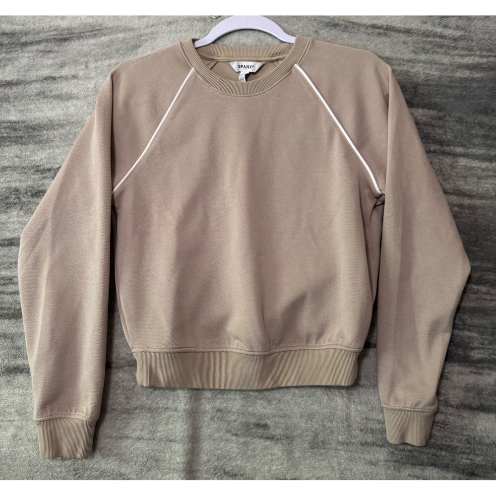Spanx AirEssentials Crewneck Sweatshirt Beige Tan Raglan XS 18VGD17V6SKPKRH